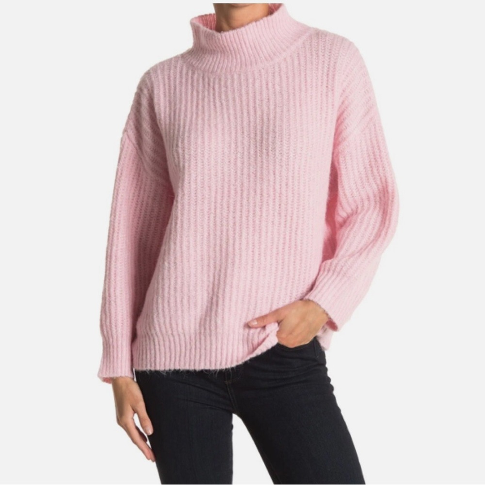 FRNCH Neola Oversized Mock Neck Sweater Light Pink - Picture 2 of 6